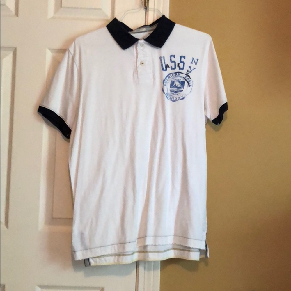 American Eagle graphic polo size XL white/navy